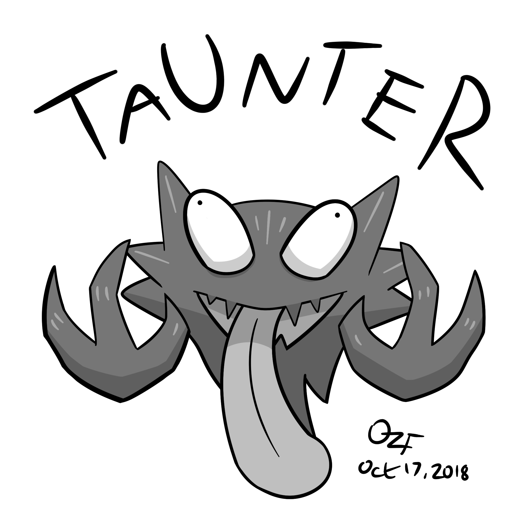 Inktober Day 17 Haunter Taunter Greyscale.png